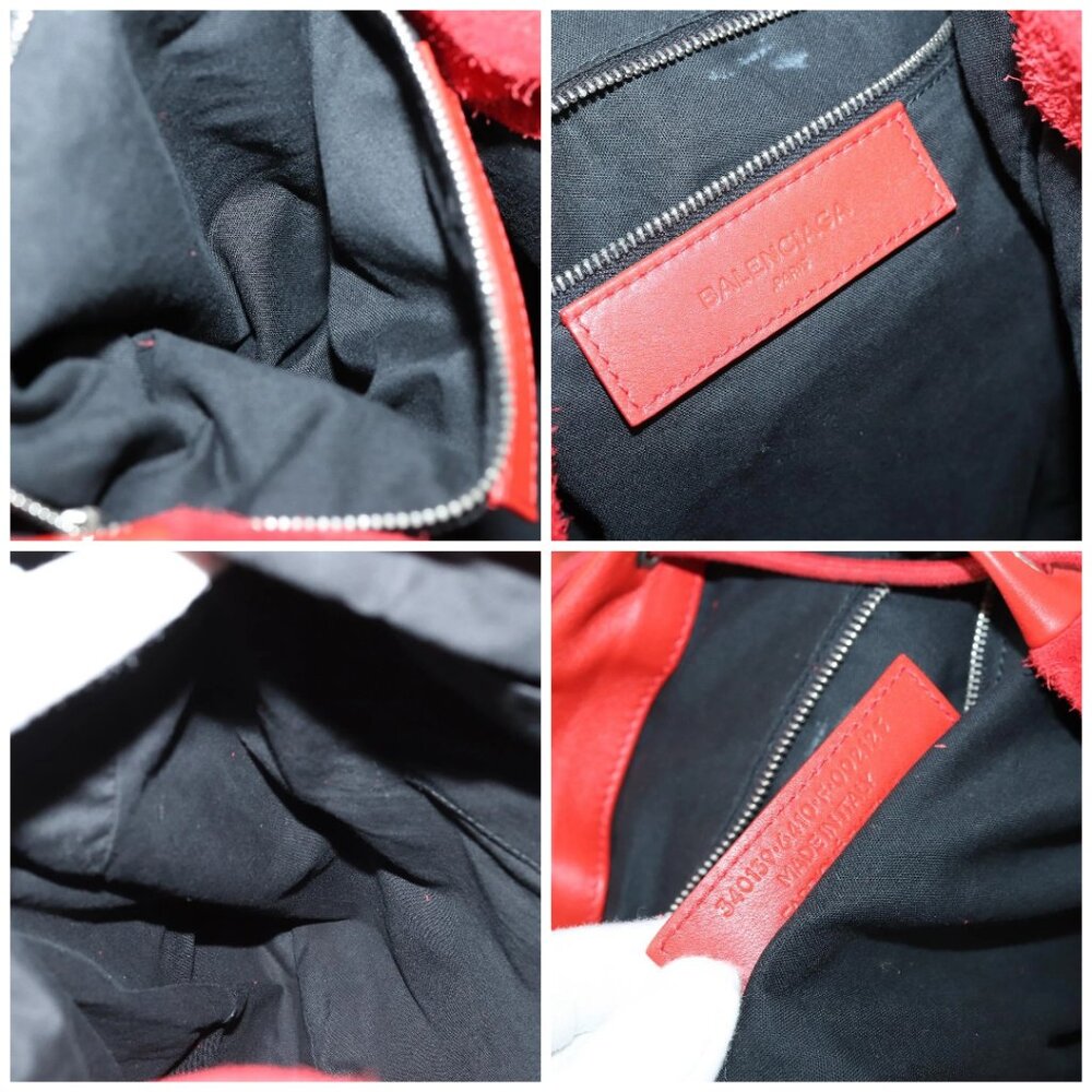 BALENCIAGA Backpack Suede Red Silver Auth bs29626 - Picture 15 of 16